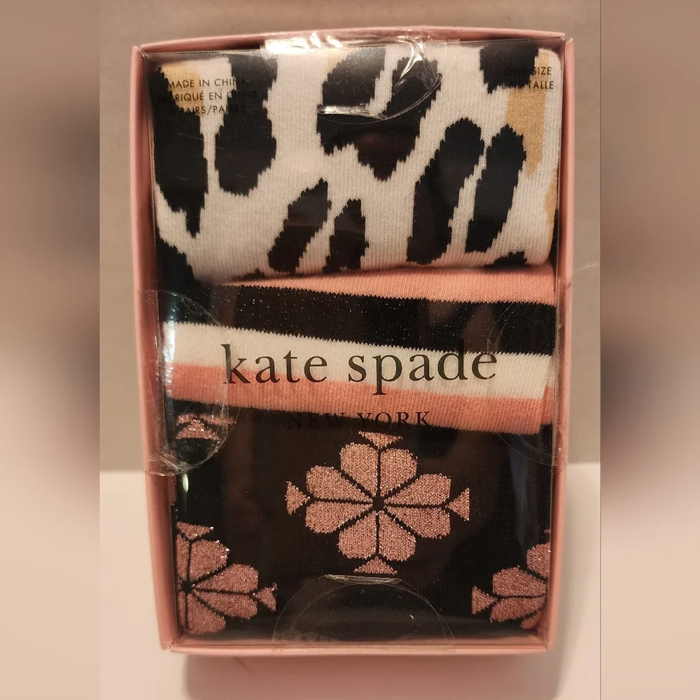 Kate Spade Black and Pink Crew‎ Socks Set NWT